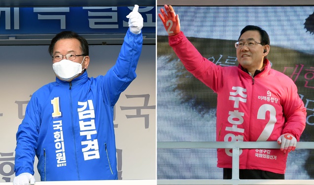 대구 수성갑에 출마한 김부겸 더불어민주당 의원(왼쪽)과 주호영 미래통합당 의원은 모두 5선에 도전한다. 사진=뉴시스