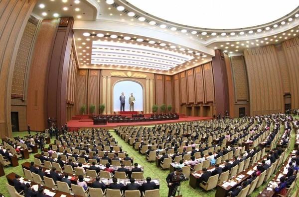 12일 평양 만수대의사당에서 최고인민회의가 열리고 있다. 사진=노동신문