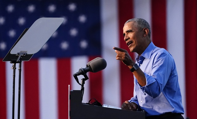 조 바이든 민주당 대통령 후보 지지를 호소하는 버락 오바마 미국 전 대통령. 사진=AP
