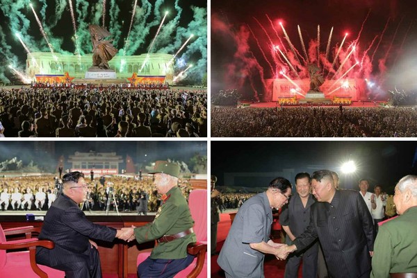 김정은 북한 국무위원장이 제7차 전국노병대회에 참석하고 있다. 사진=트위터