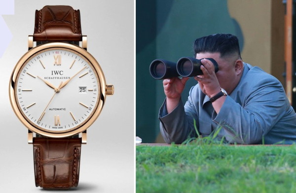 김정은 북한 국무위원장이 2019년 7월 25일 단거리 탄도미사일 발사 참관 당시 찬 손목시계는 스위스 명품으로 1450만원 짜리다. 사진=시사주간 DB