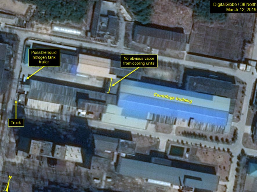 사진은 상업위성 디지털글로브가 2019년 3월 12일에 포착한 영변 핵시설 일대의 모습. 사진=38노스 홈페이지