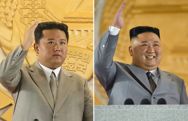 김정은 북한 국무위원장의 작년 모습과 올해 모습. 사진=시사주간 DB