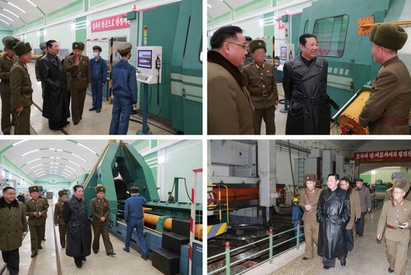 김정은 북한 국무위원장이 군수공장을 현지지도했다고 노동신문이 28일 보도했다. 사진=트위터